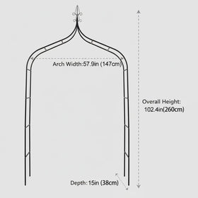 LeJoy Garden 8.4ft H x 4.6ft W arch offers ample space for guests and decor.