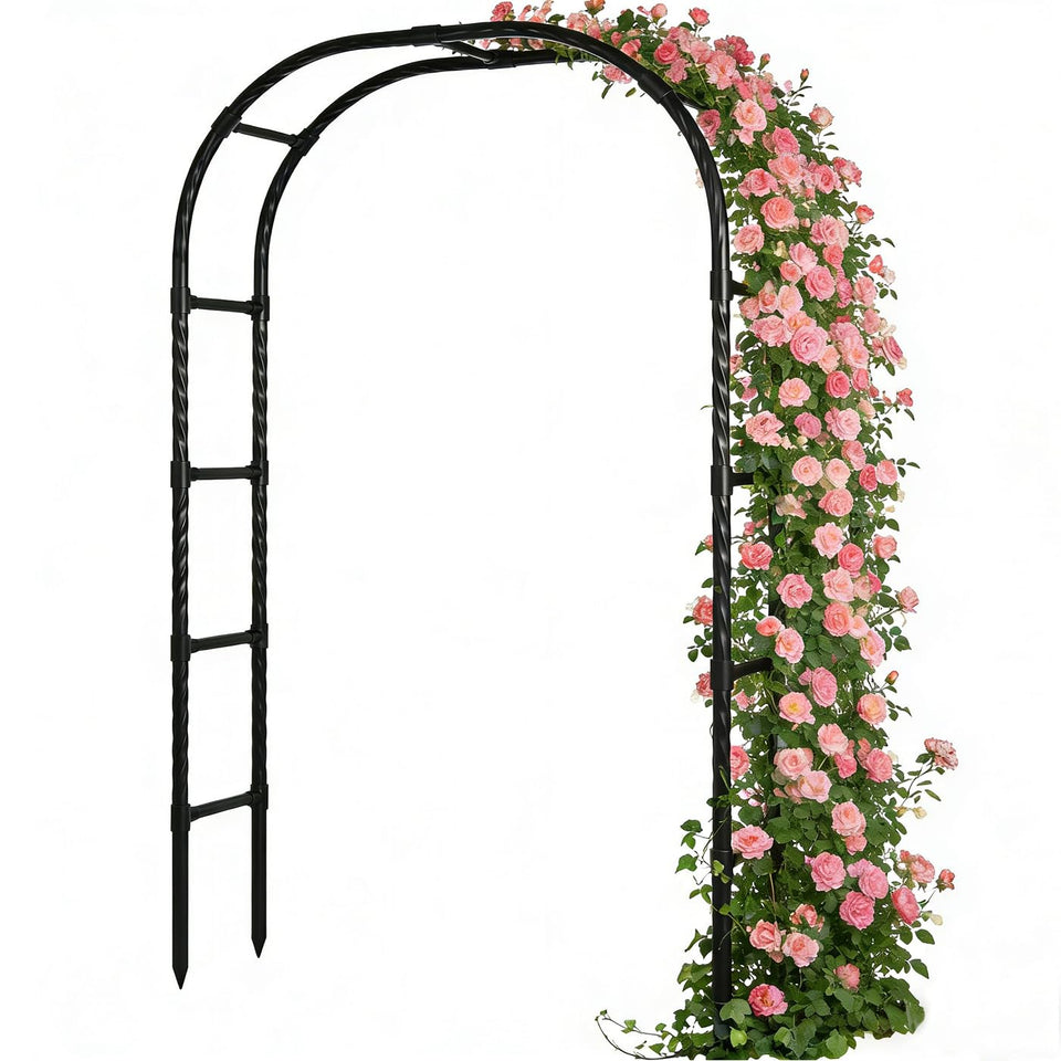 LeJoy Garden garden arbor arch black finish demonstrates rustproof coating for outdoor use.