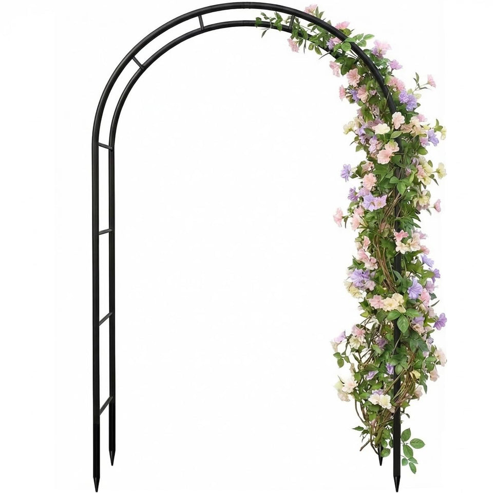 LeJoy Garden galvanized arbor side view showing durable, rust-resistant frame for outdoor use.