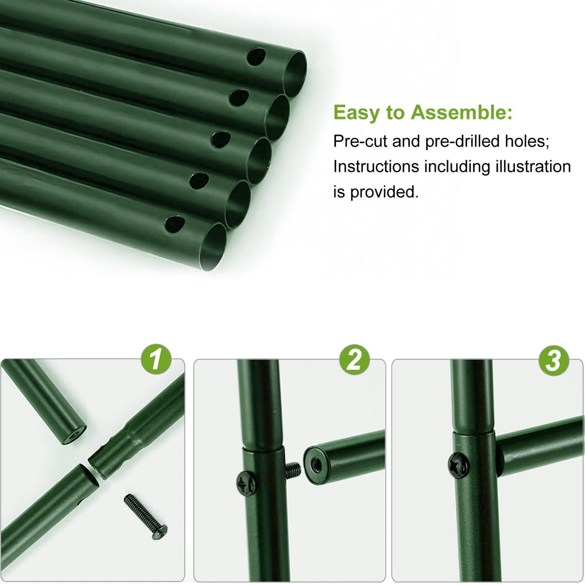 LeJoy Garden pre-drilled holes simplify assembly for sturdy garden support.
