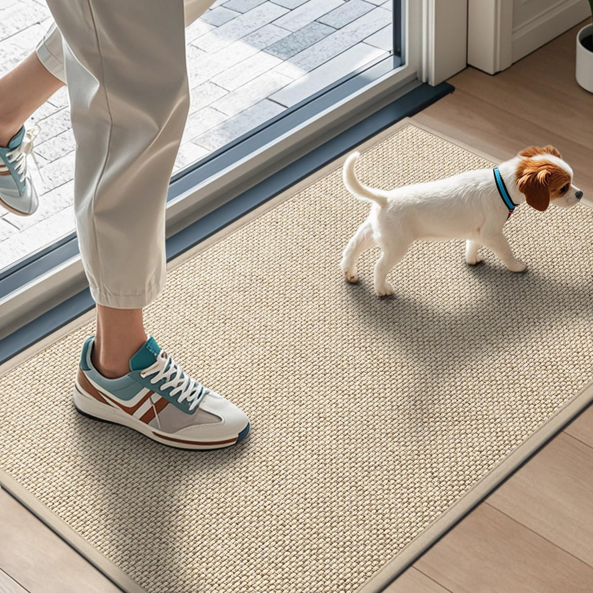 LEKEEPGO door mat absorbent fibers closeup traps moisture at the entry