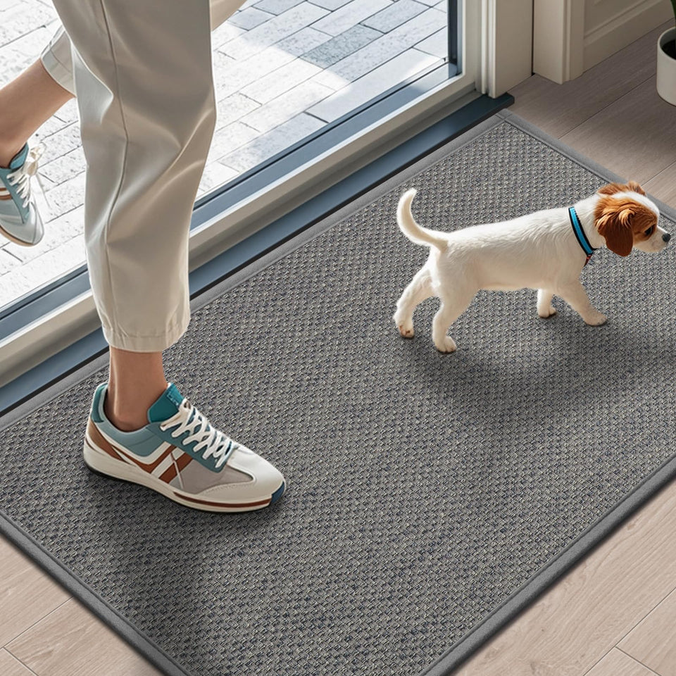 LEKEEPGO door mat 17x29 absorbs water and dirt to protect floors.