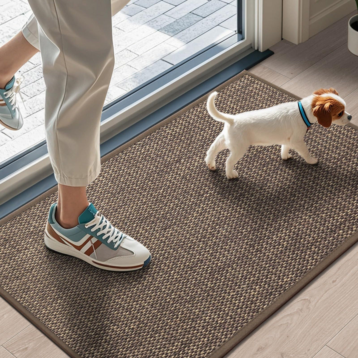 LEKEEPGO door mat 17x29 front-door absorbs moisture to keep entry clean.