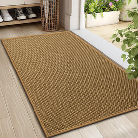 LEKEEPGO door mat front view with absorbent surface and neutral light brown finish