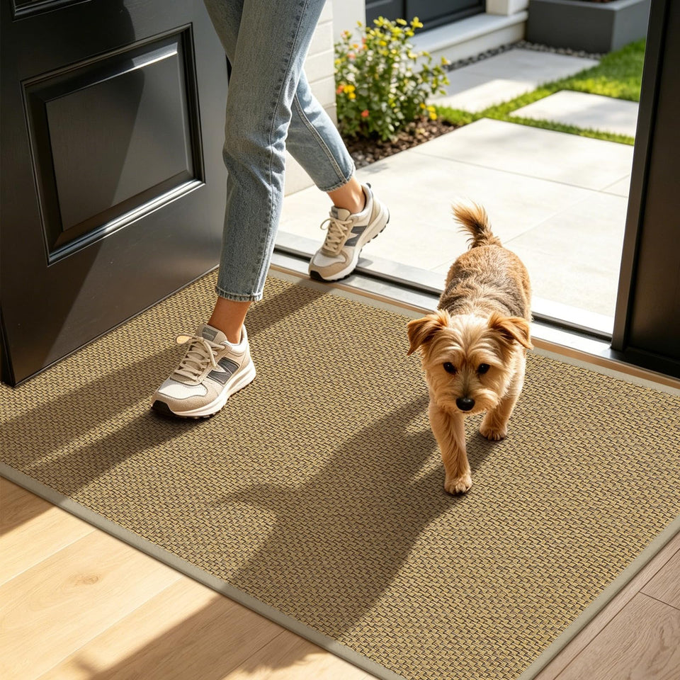 LEKEEPGO door mat with an absorbent texture traps moisture at the entry.
