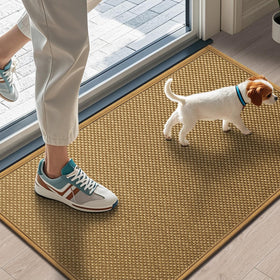 LEKEEPGO front door mat with absorbent fibers for cleaner entryways.