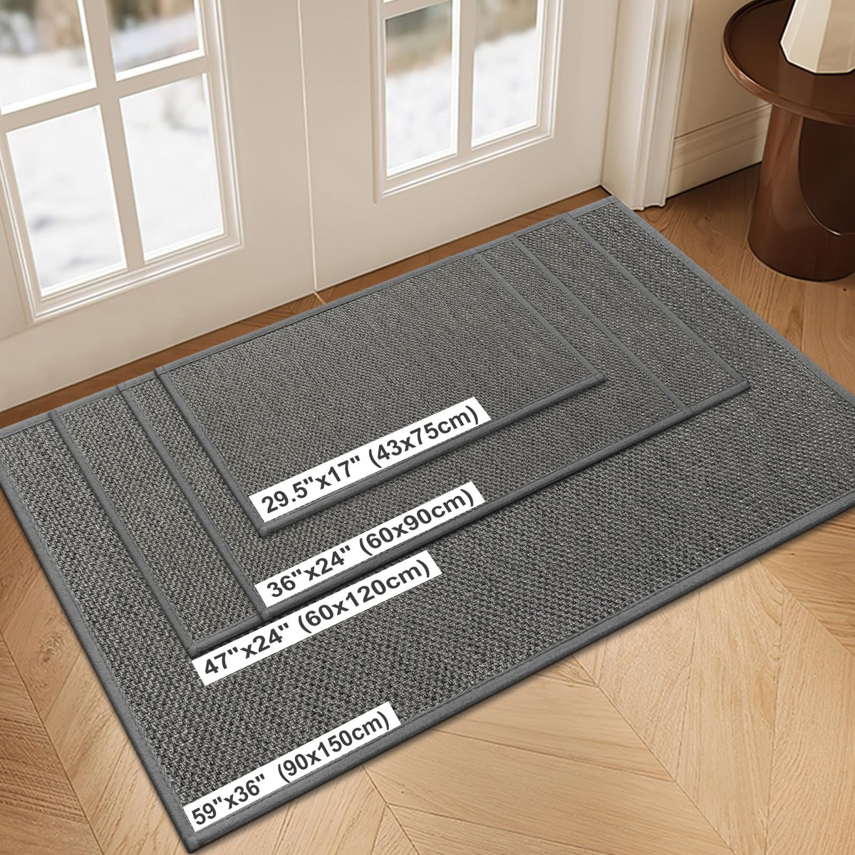LEKEEPGO door mat with non-slip backing stays in place on slick floors