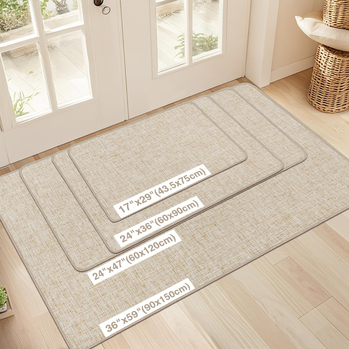 LEKEEPGO front door mat with non-slip backing keeps entryways safe and in place.