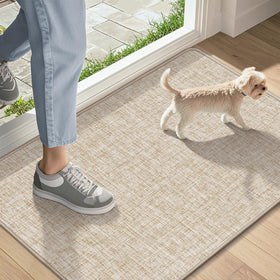 LEKEEPGO Ultra Thin Door Mat at the front entrance traps moisture and dirt.