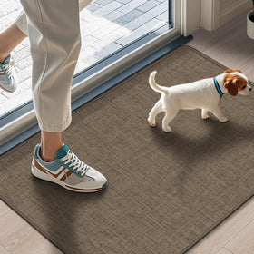 LEKEEPGO ultra-thin door mat front view, ideal for entryways and easy under-door fit.