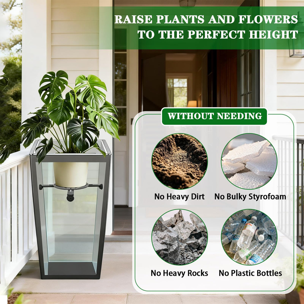 LEMEWEL adjustable plant riser fits square and tapered pots for varied styles.