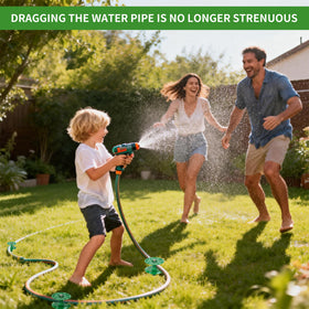 LEMEWEL dual-disk system minimizes tangles during watering.