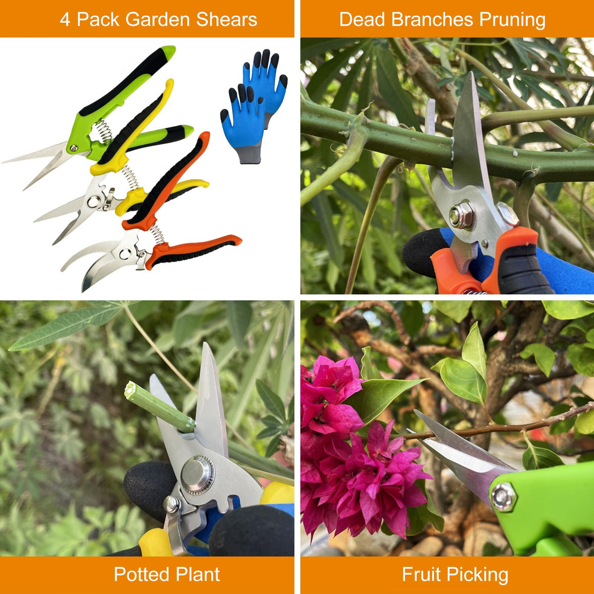 Lengnoyp pruning shears serrated blade for tougher cuts and grip