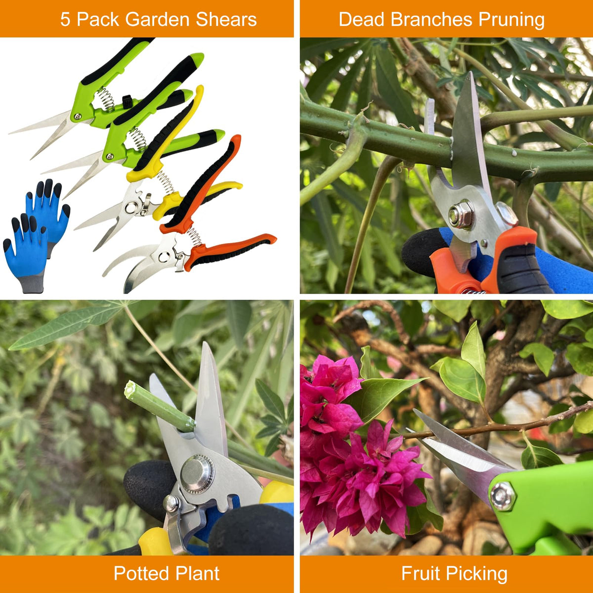 Lengnoyp pruning shears serrated blade grips tougher stems for trimming
