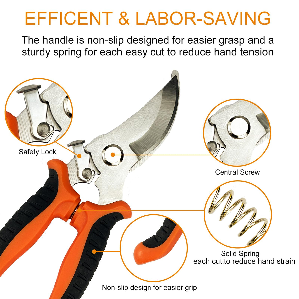 Lengnoyp pruning shears straight blade for clean cuts on stems