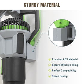 Lenink wall mount demonstrates compatibility with EGO LB7650 for easy blower access