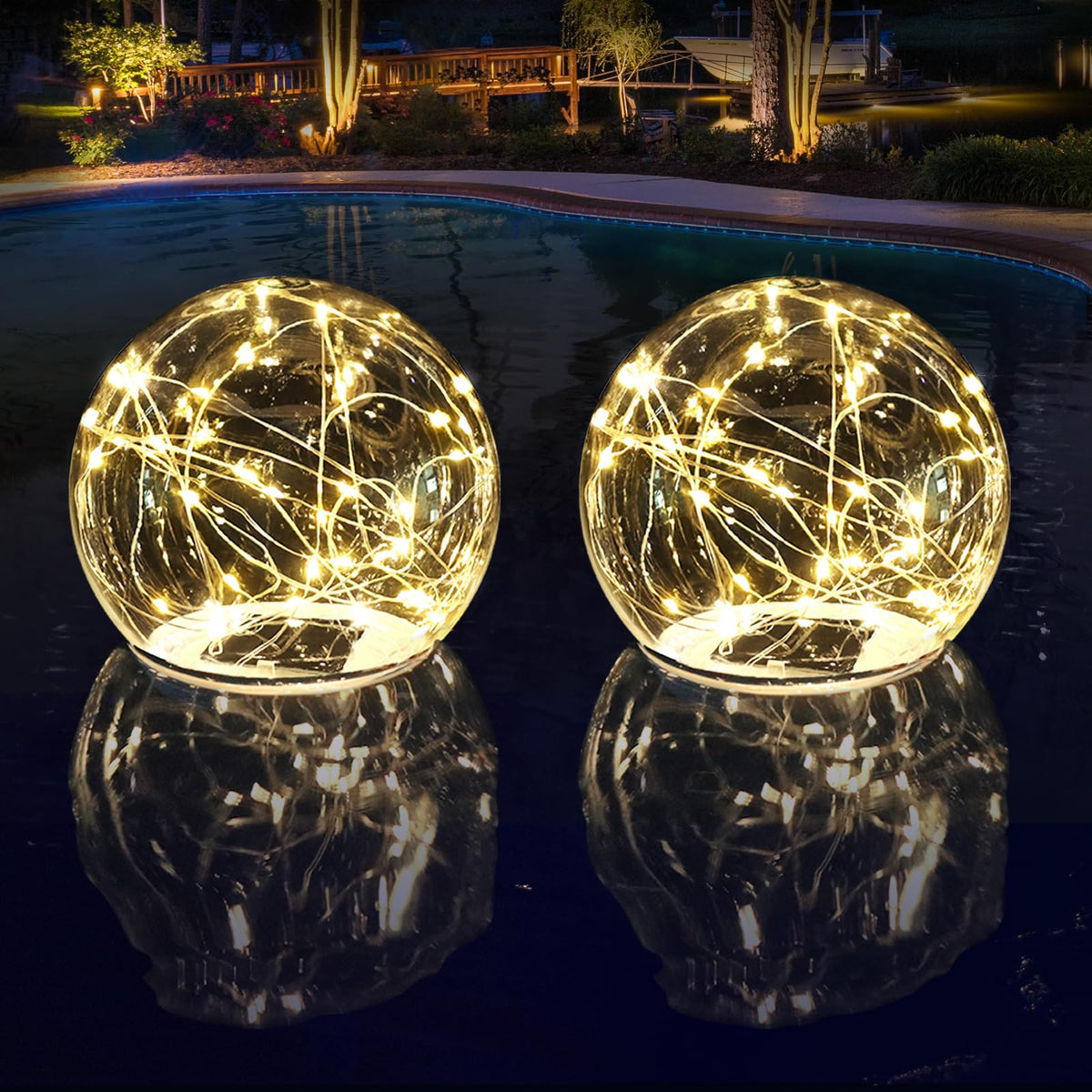 LENONE floating pool lights 6.5 inch illuminate your pool with warm white ambience for evenings.