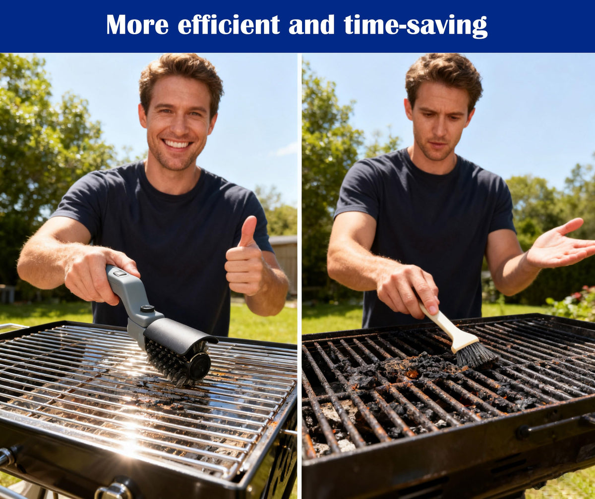 LenZhan interchangeable heads for metal grates and non-stick surfaces.