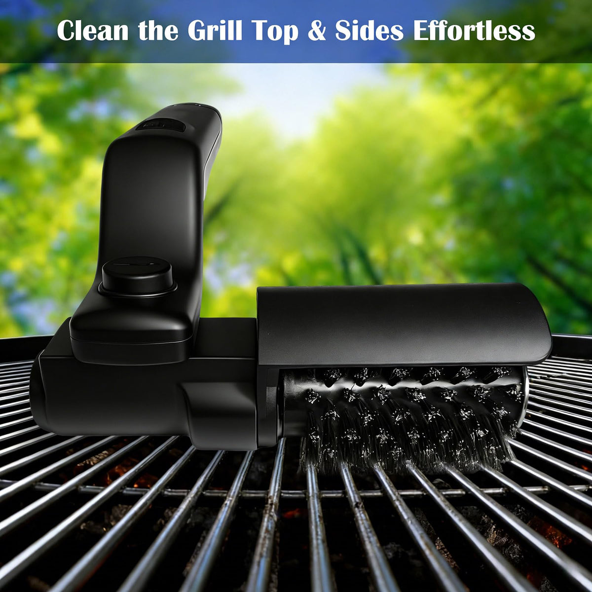 Lenzhan cordless grill brush powered by a rechargeable 2600mAh battery for long sessions.