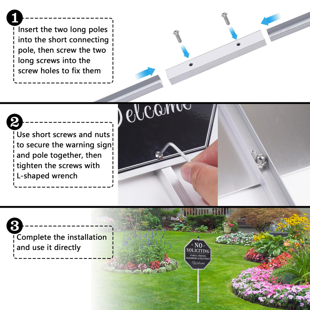 Lenzwan 28-inch stake supports a 10x10 sign to clearly mark boundaries.