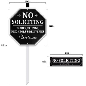 Lenzwan aluminum no soliciting yard sign resists rust and weather.