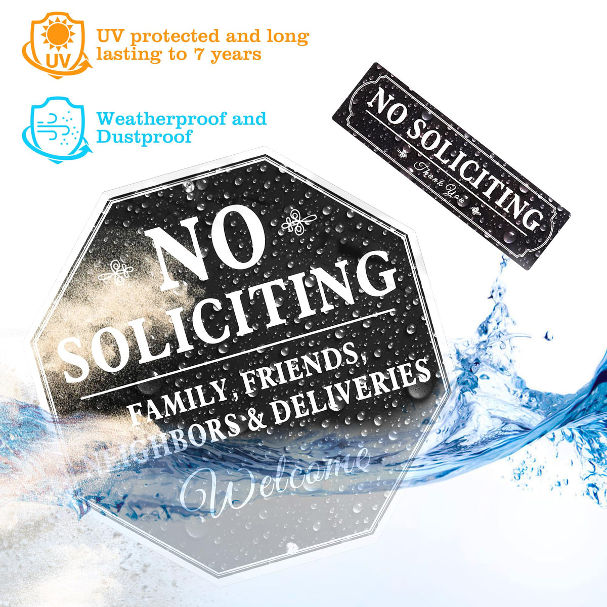 Lenzwan rust-free sign enhances curb appeal while signaling no soliciting.