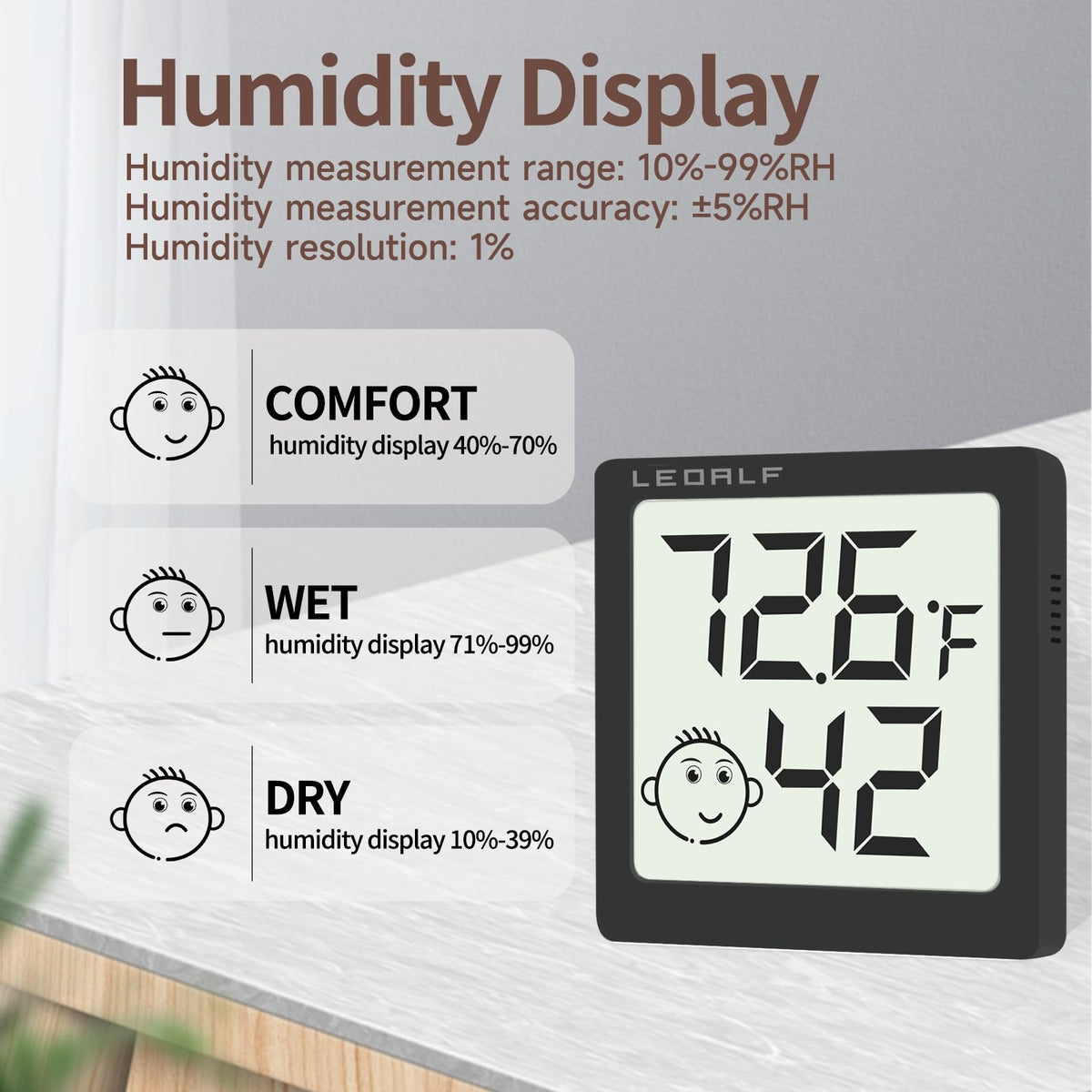 LEOALF Mini Humidity Meter Pack closeup with precise sensor