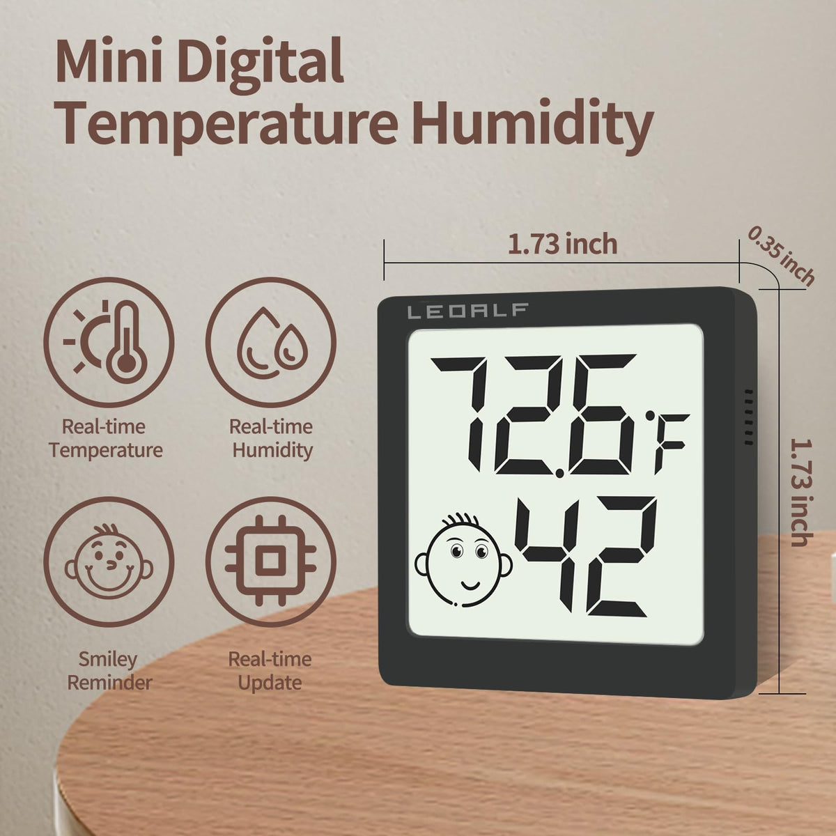 LEOALF Mini Humidity Meter Pack display showing digital readings