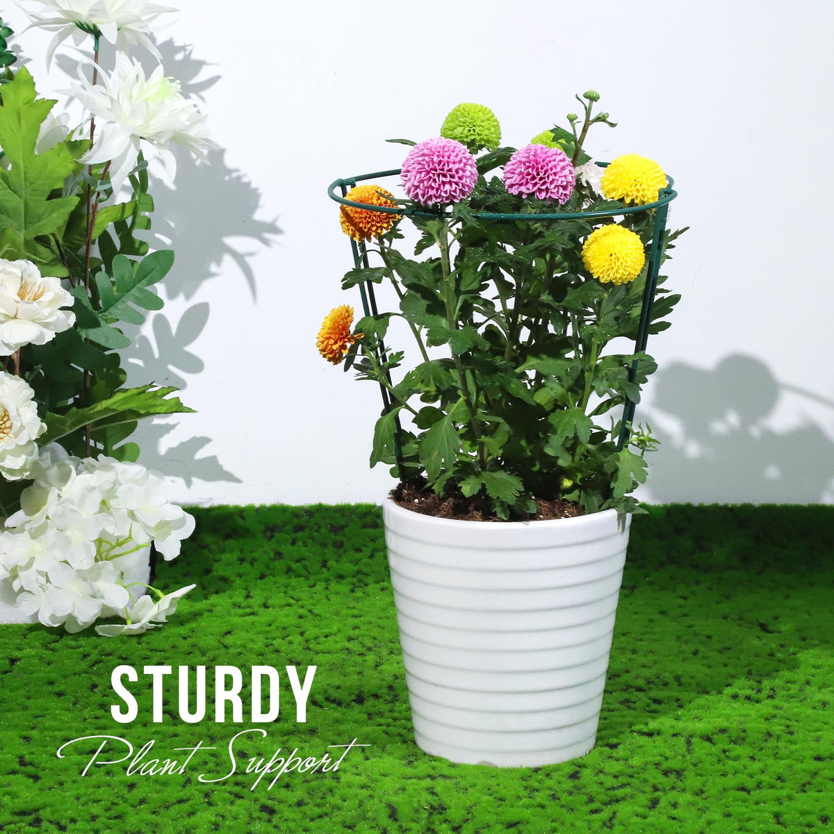 LEOBRO indoor-outdoor plant stake supports vines and container plants.