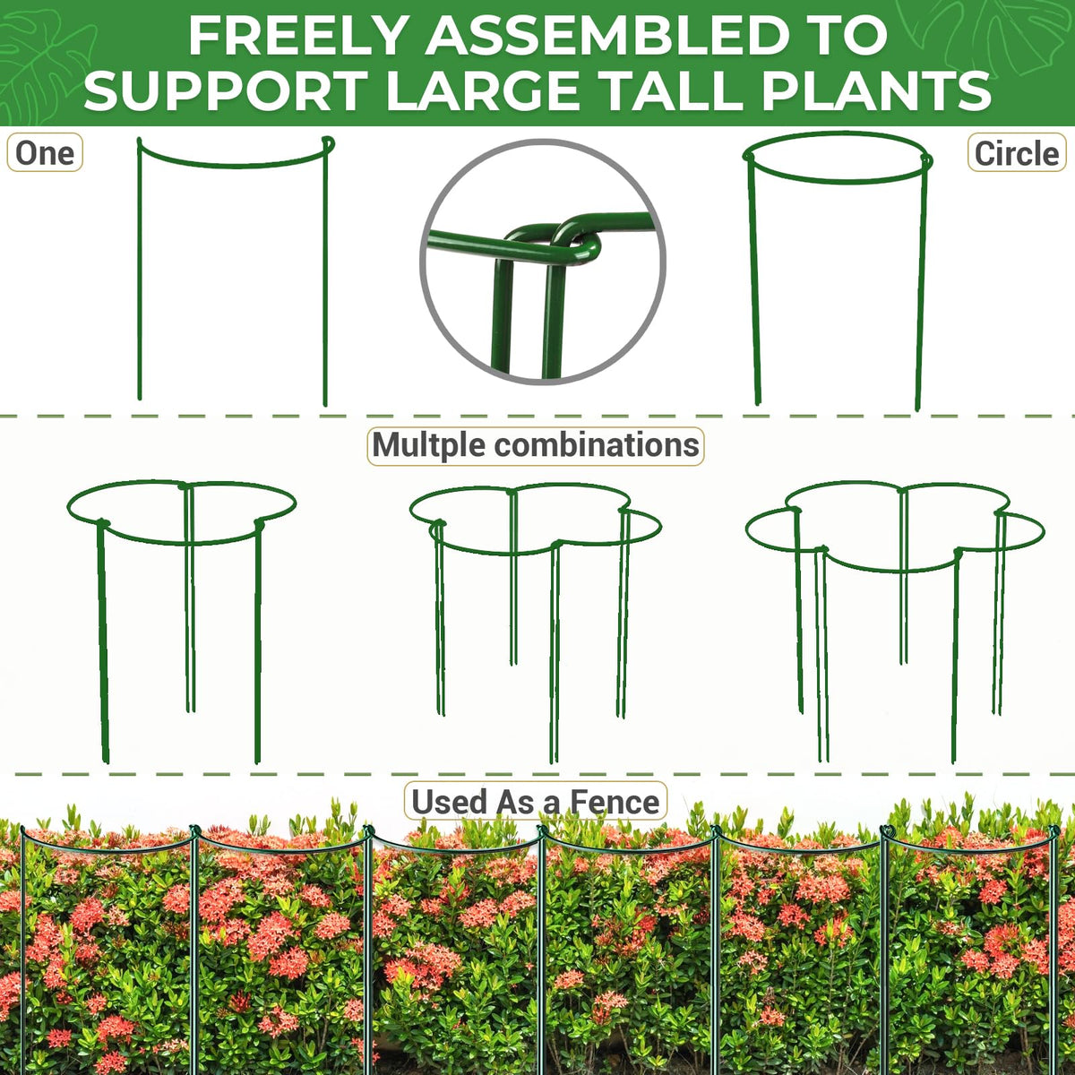LEOBRO stackable green plant stakes for easy storage after season