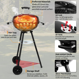 Leonyo 18-inch kettle grill lid-off cooking area for quick grilling.