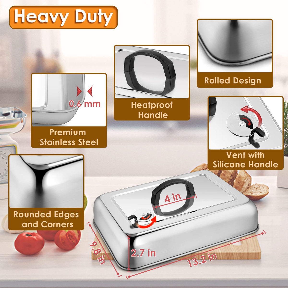 Leonyo stainless steel cheese melting dome shows durable, rust-resistant construction