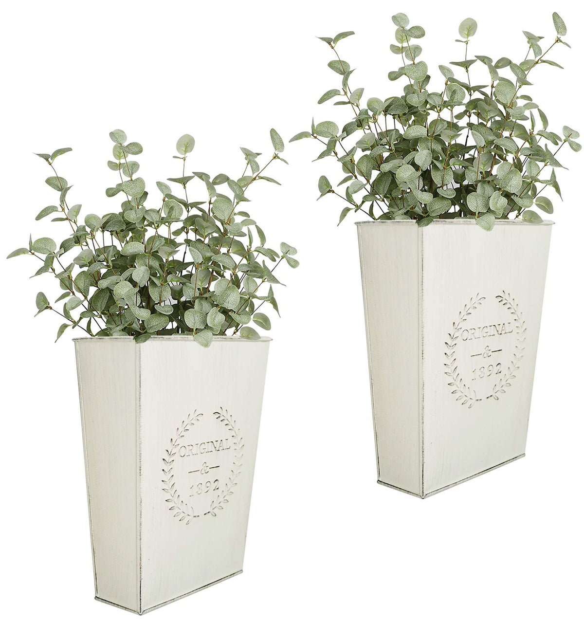 LESEN farmhouse wall planter pair hanging on wall adds rustic charm and versatility.