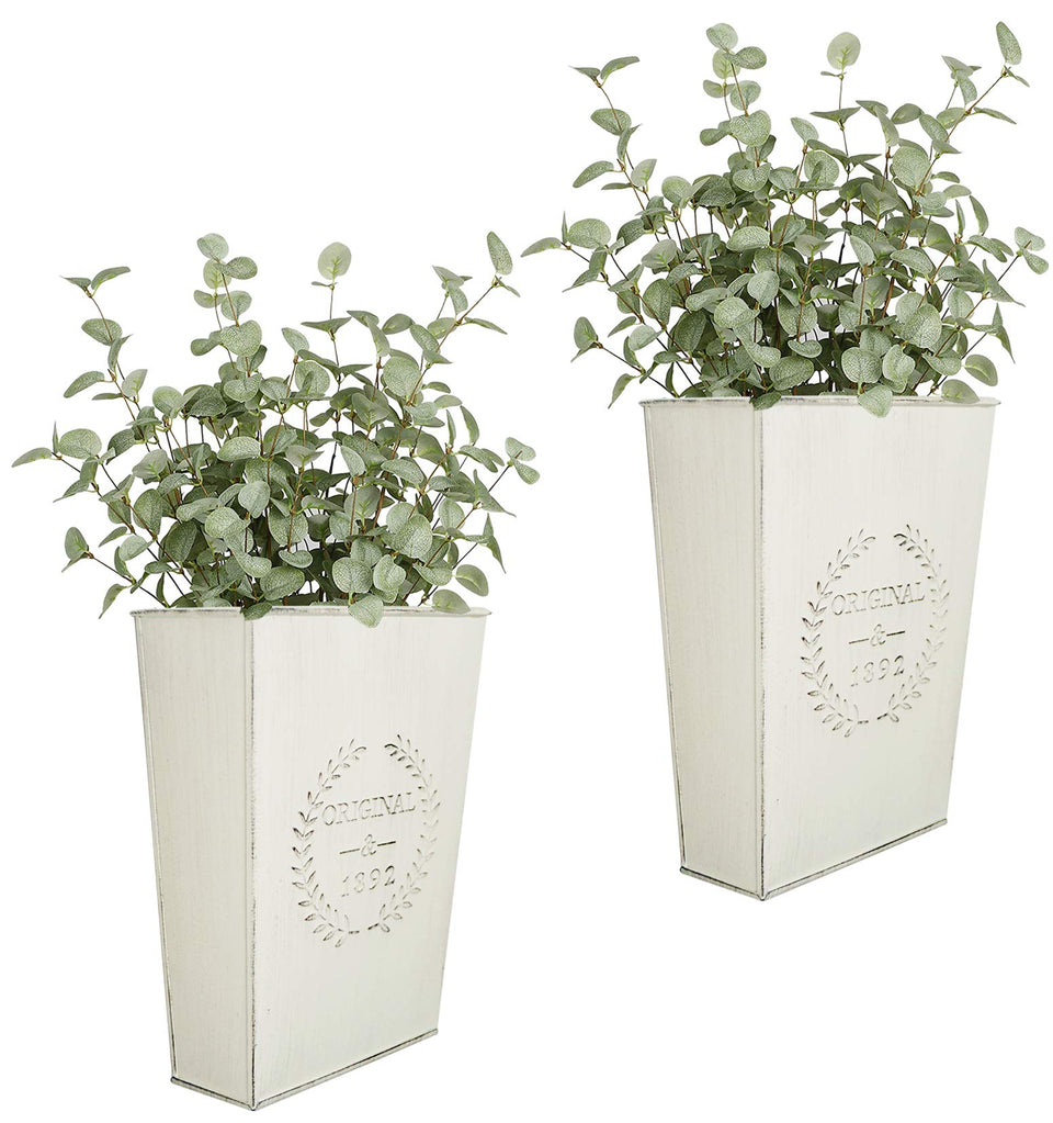 LESEN farmhouse wall planter pair hanging on wall adds rustic charm and versatility.