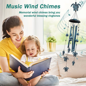 LESES Sea Turtle wind chime with four aluminum tubes for crisp outdoor sound