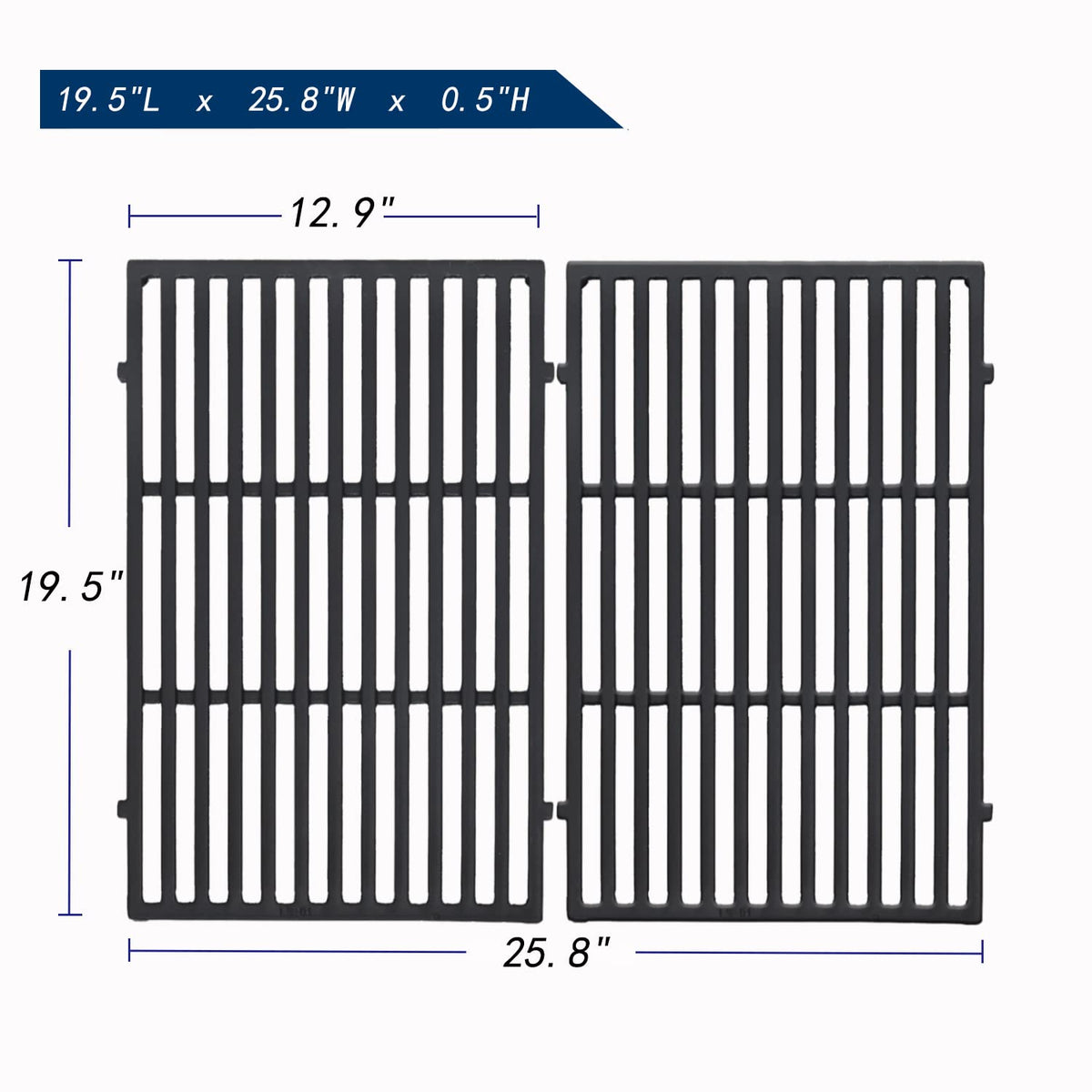 Leship cast-iron grates close-up show sear marks and heat retention