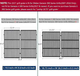 Leship fitment note helps confirm Weber Genesis 300-2007-2016 compatibility, avoiding Genesis II models