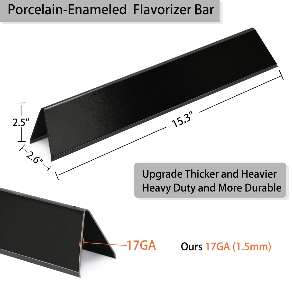 Leship porcelain-enameled flavorizer bar close-up highlighting durable porcelain coating.