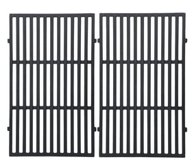Leship Weber Spirit grill grates top view showing 2-pack fit for even searing.