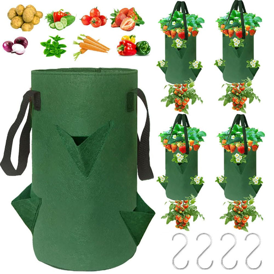Lesimnky upside-down strawberry planter 4-pack enables space-saving vertical gardening