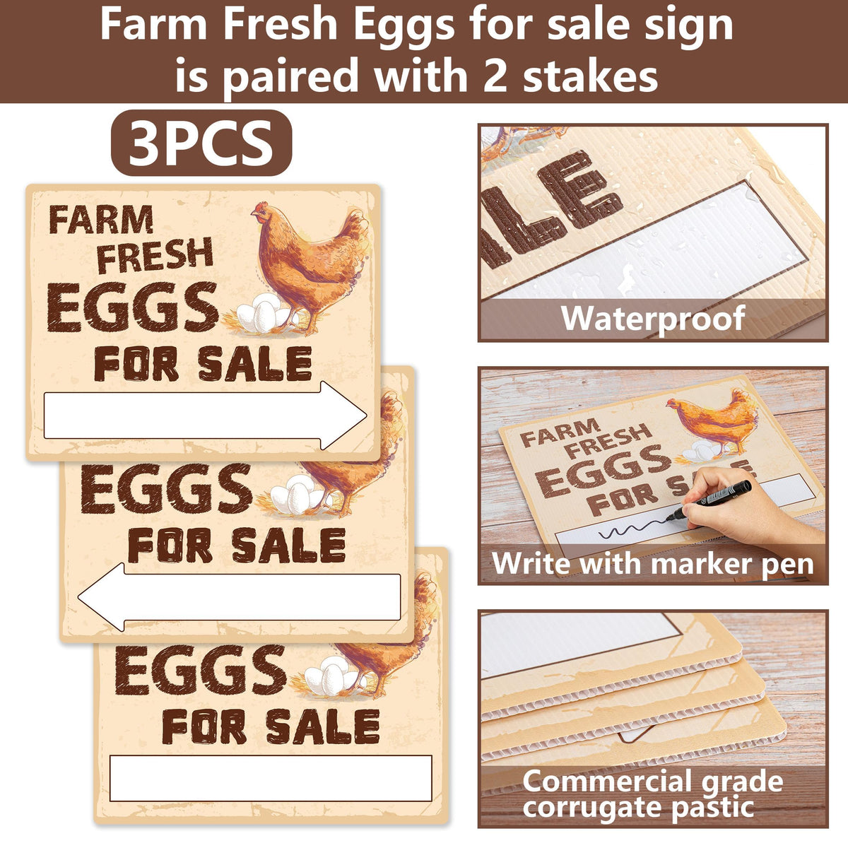 Lesnala eggs sign ideal for front yard displays and markets