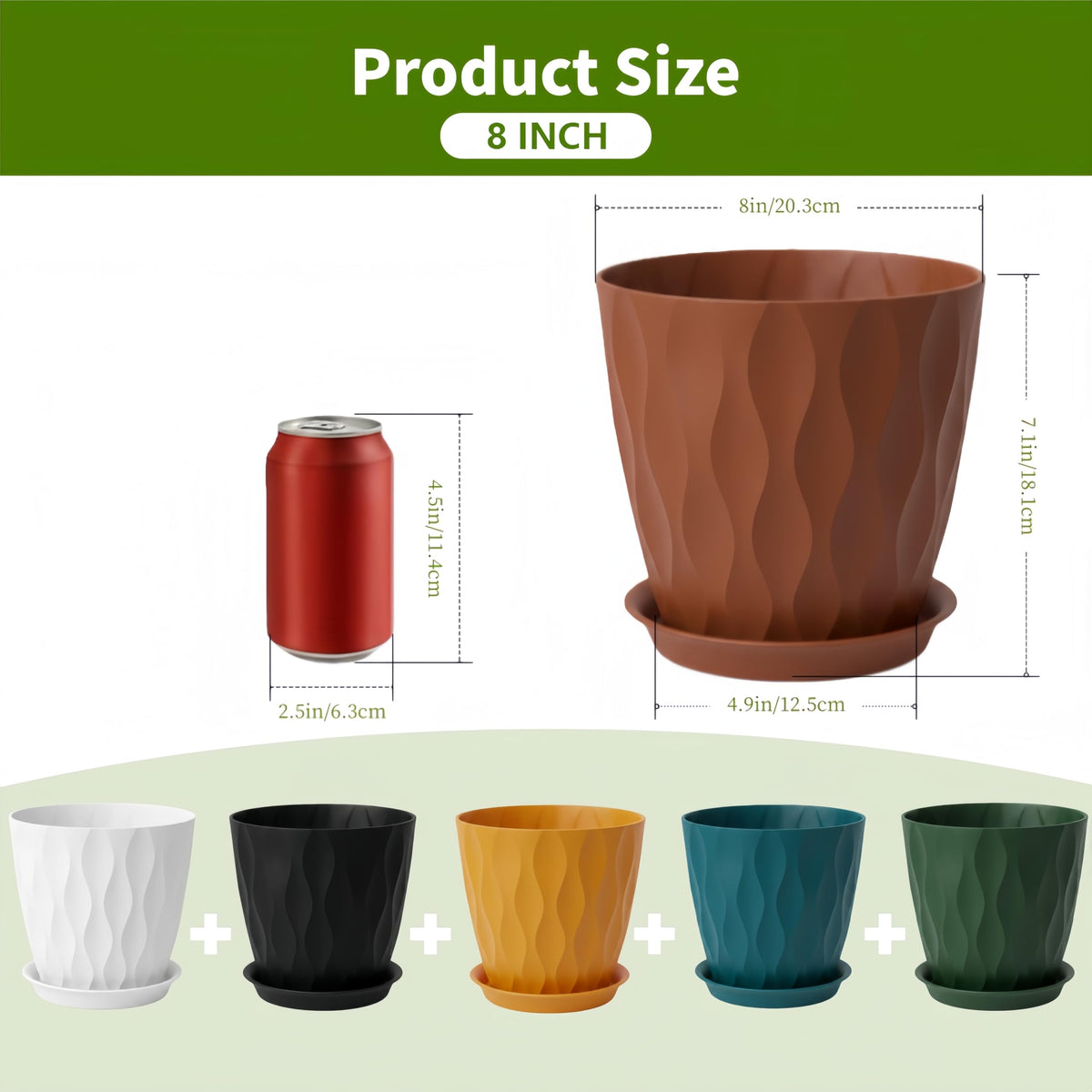 LESOASIS 8-inch white pot with wave texture for bright corners.
