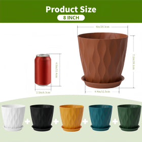 LESOASIS 8-inch white pot with wave texture for bright corners.