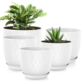 LESOASIS 10-inch plastic plant pot with drainage holes for healthy indoor plants.