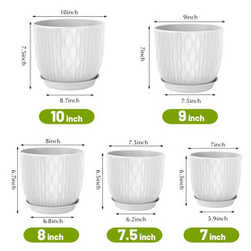 LESOASIS 9-inch plant pot showcasing ripple texture for modern decor.