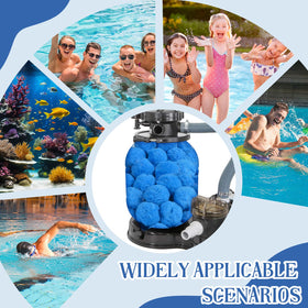 Letesult blue pool filter balls enhancing clarity and filter performance.