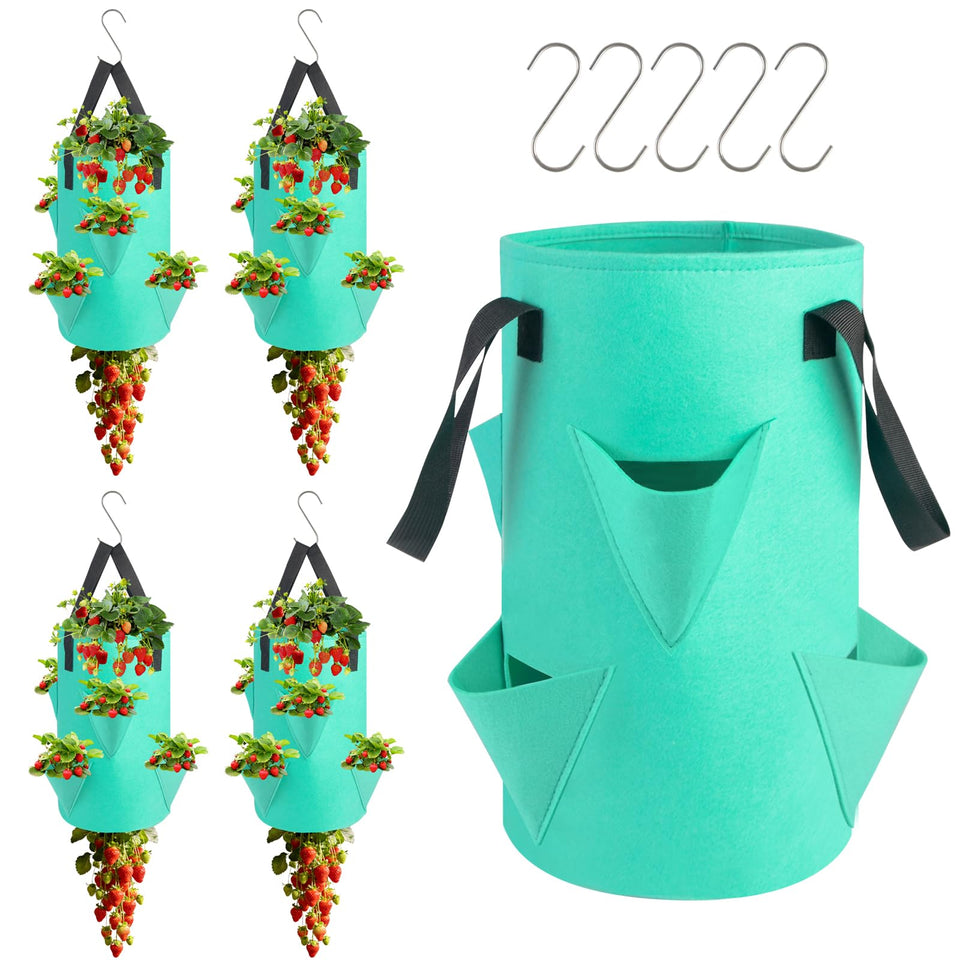 Letesult upside-down strawberry hanging planter five-pack ready for space-saving gardening