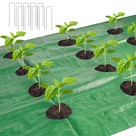letesult weed barrier fabric with planting holes for easy garden setup and weed control.