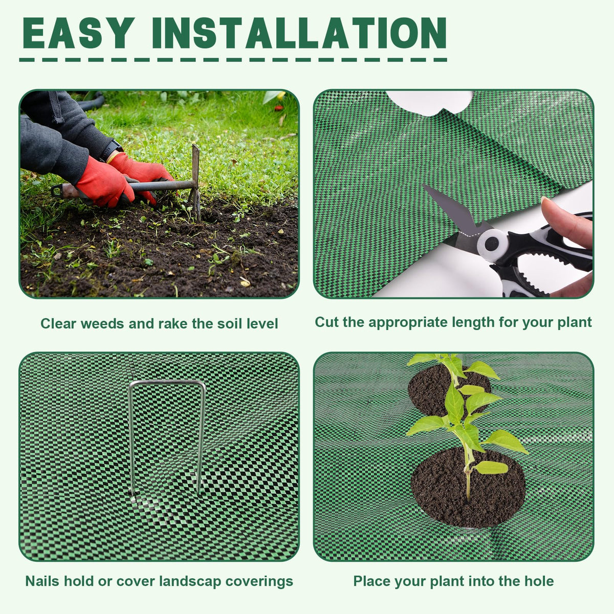 letesult weed barrier used in garden beds and paths to reduce erosion.