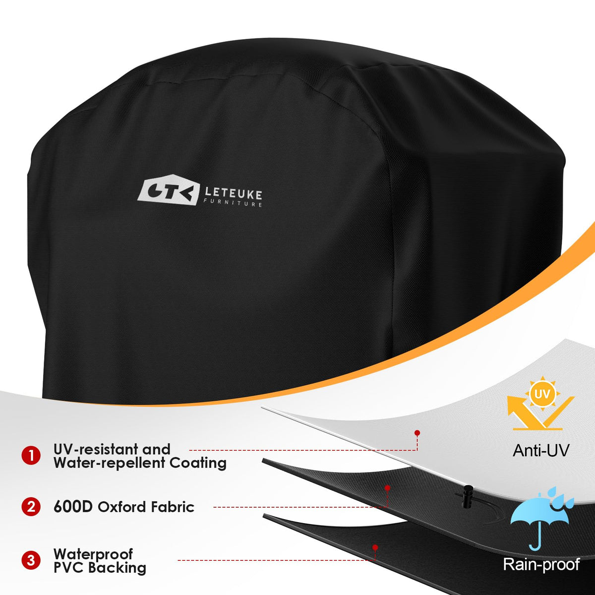 Leteuke grill cover fitting a 59 inch long pizza oven cart
